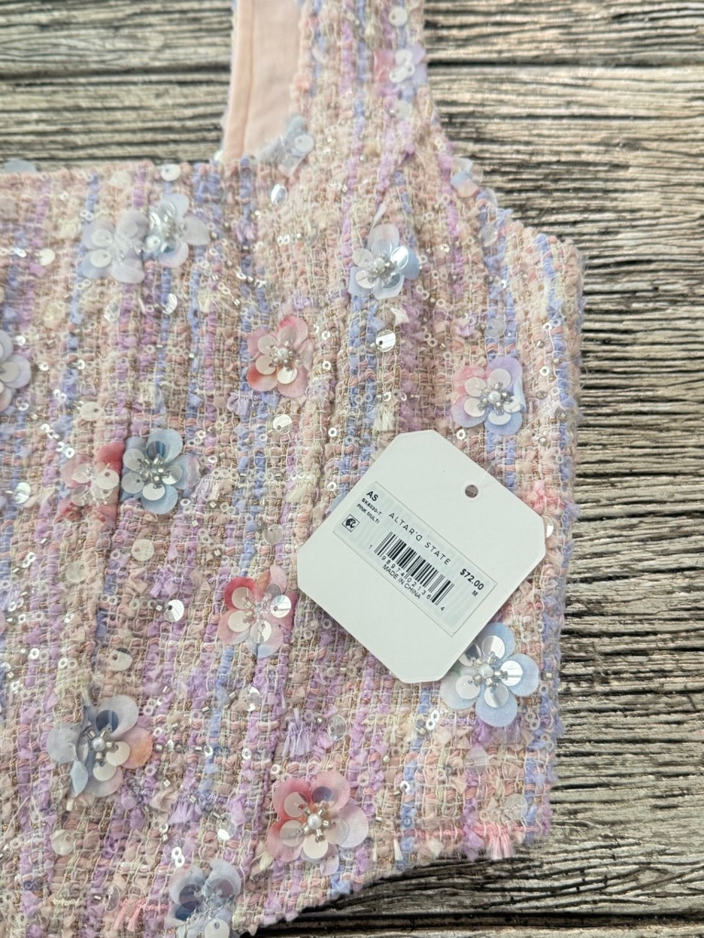 Altar'd State Pastel Pink Tweed Sequin Set - Picture 5 of 11